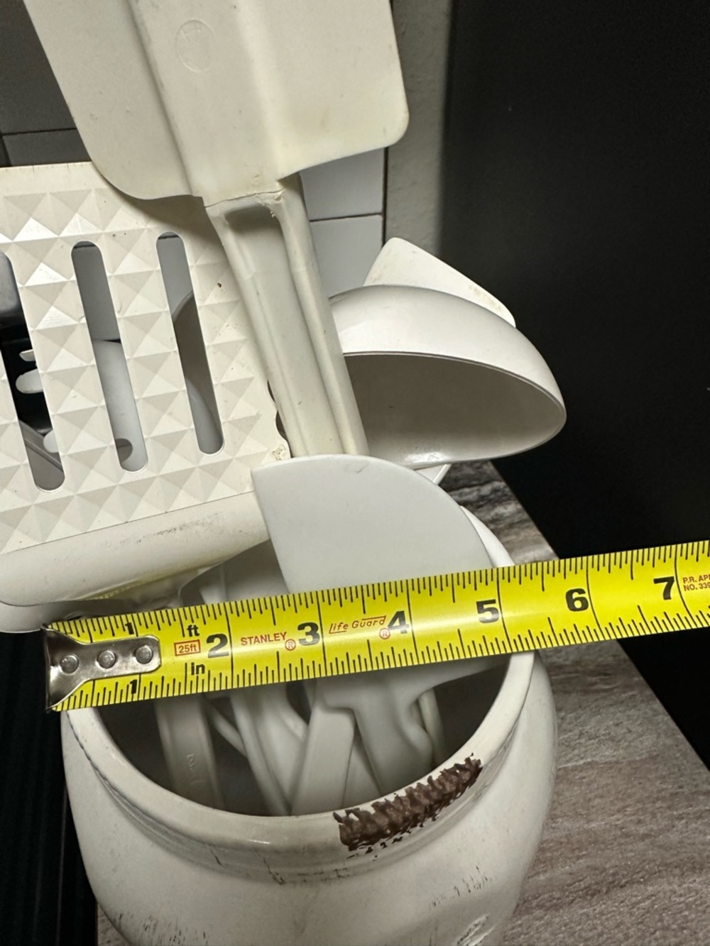 White Distressed Mason Jar Utensil Holder with Utensils - Picture 9 of 9